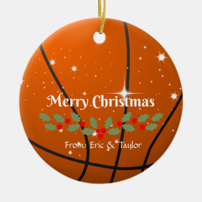 Basketball Christmas, ready to customise Ceramic Ornament (Front)
