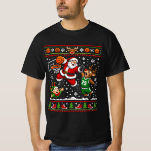basketball christmas Santa Claus Basketball T-Shirt