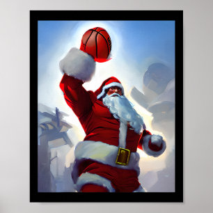 Basketball Christmas Santa Claus Dunking For Men A Poster