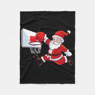 Basketball Christmas Santa Claus Slam Dunk Men Boy Fleece Blanket