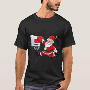 Basketball Christmas Santa Claus Slam Dunk Men Boy T-Shirt