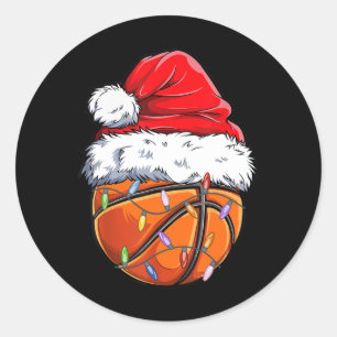 Basketball Christmas Santa Hat - Fun Basketball Xm Classic Round Sticker