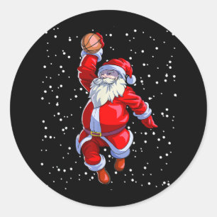 Basketball Christmas Shirt Men Boys Basketball San Classic Round Sticker