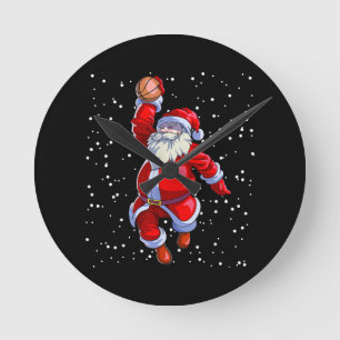 Basketball Christmas Shirt Men Boys Basketball San Round Clock