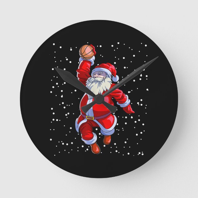 Basketball Christmas Shirt Men Boys Basketball San Round Clock (Front)