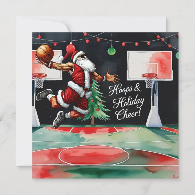 Basketball Christmas Themed  Holiday Card (Front)