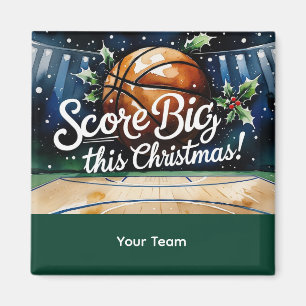 Basketball Christmas themed with name of your team Magnet