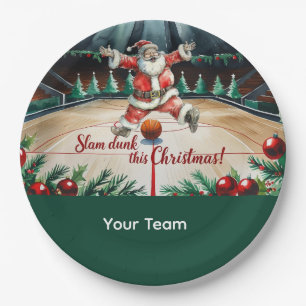 Basketball Christmas themed with name of your team Paper Plate