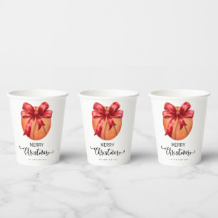 Basketball Christmas themed with red ribbon Paper Cups