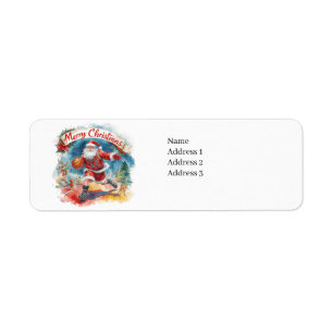 Basketball Christmas themed with Santa Claus Return Address Label