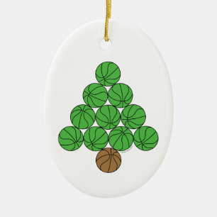 Basketball Christmas Tree Ceramic Ornament