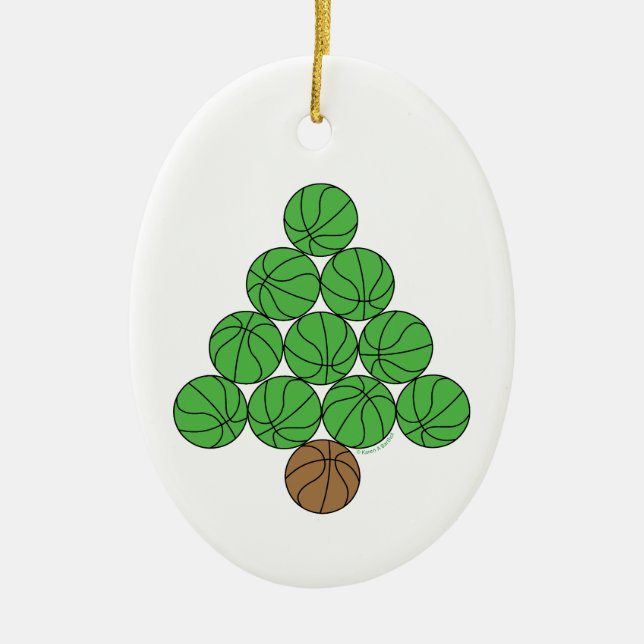 Basketball Christmas Tree  Ceramic Ornament (Front)