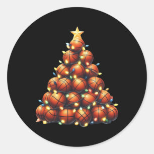 Basketball Christmas Tree Classic Round Sticker