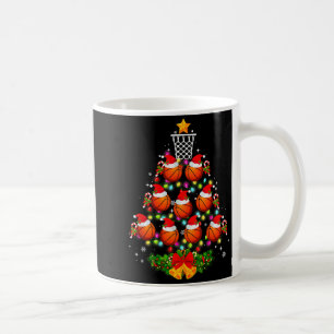 Basketball Christmas Tree Lights Red Santa Hat Xma Coffee Mug