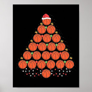 Basketball Christmas Tree Outfit Xmas Poster