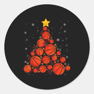 Basketball Christmas Tree Xmas Santa Sports Mens W Classic Round Sticker