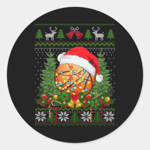 Basketball Christmas Ugly Family Gifts Sport Love Classic Round Sticker