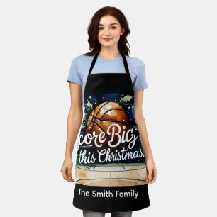 Basketball Christmas watercolor themed Apron