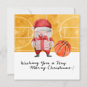 Basketball Christmas with Santa Claus Holiday Card