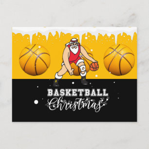 Basketball  Christmas with Santa Claus Postcard