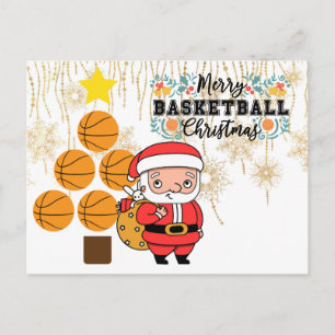 Basketball  Christmas with Santa Claus Postcard