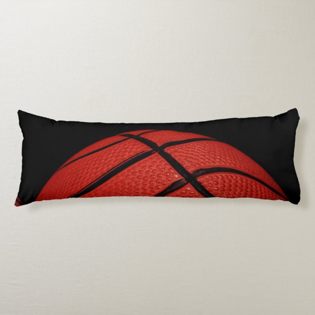 Basketball Close-up orange and black Body Cushion (Front)