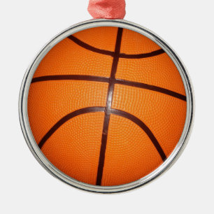 Basketball Close-Up Texture Skin Metal Ornament