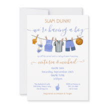 Basketball Clothesline Baby Shower Invitation