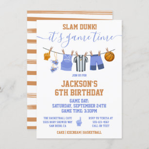 Basketball Clothesline Birthday party Invitation