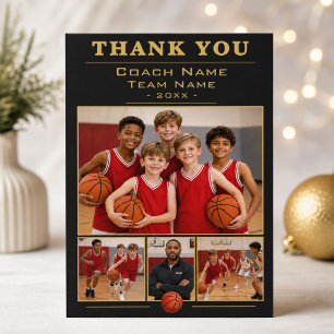 Basketball Coach Collage Team 4 Photo Thank You Card