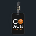 Basketball Coach Custom Name Luggage Tag<br><div class="desc">A custom name luggage/bag tag tailored to the basketball coach who loves the sport.</div>
