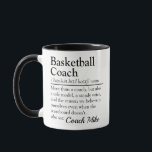 Basketball Coach Definition Custom Appreciation Mug<br><div class="desc">Show your heartfelt thanks with this meaningful basketball coach appreciation mug. Featuring a touching definition that celebrates the impact of a great coach. This mug makes a thoughtful end-of-season gift,  banquet keepsake,  or thank-you present. Personalise it with your coach’s name or team name to make it extra special.</div>