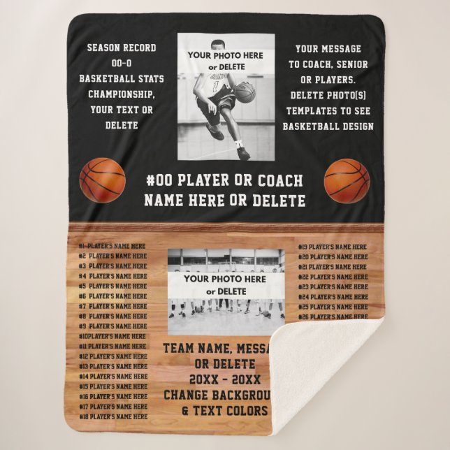 Basketball Coach Gifts, Senior Basketball Gifts,  Sherpa Blanket (Front)