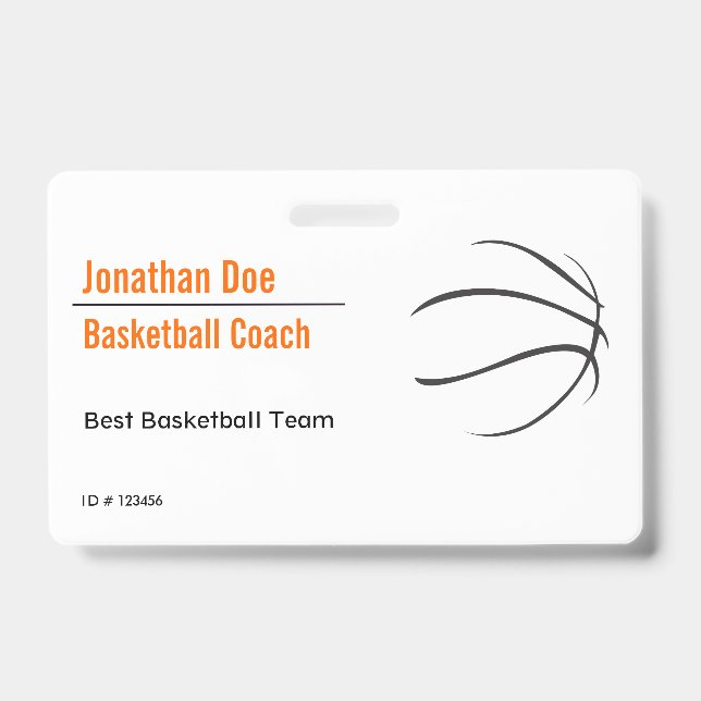 Basketball Coach ID Badge (Front)