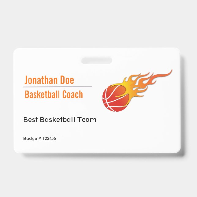 Basketball Coach ID Badge (Front)