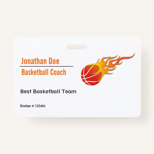 Basketball Coach ID Badge (Front)