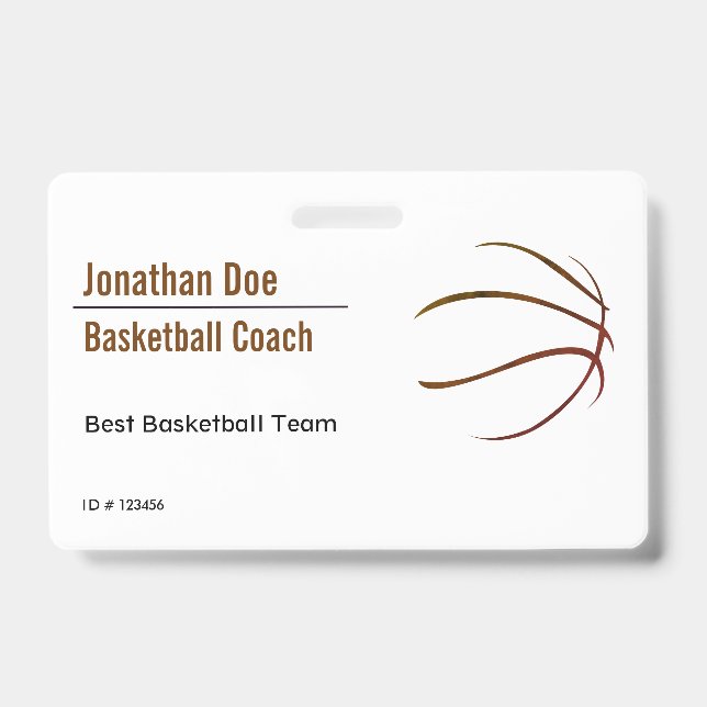 Basketball Coach ID Badge (Front)