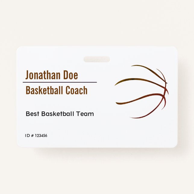 Basketball Coach ID Badge (Front)