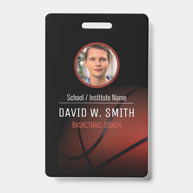 Basketball Coach ID Badge (Front)