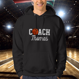 Basketball Coach Name Ball Typography Personalised Hoodie