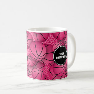 basketball coach name sports season keepsake pink coffee mug