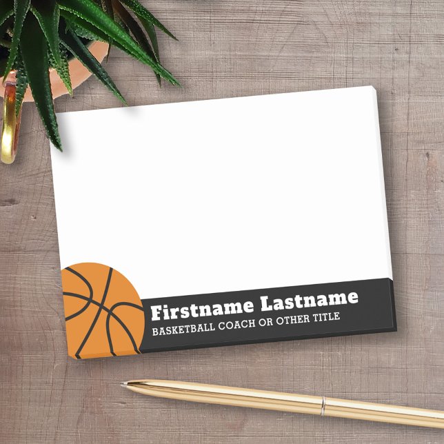 Basketball Coach or Physical Education Teacher Post-it Notes (Personalized Post-It Note - Basketball Theme)