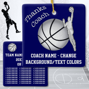 Basketball Coach Ornament. Change COLORS and TEXT, Ceramic Ornament