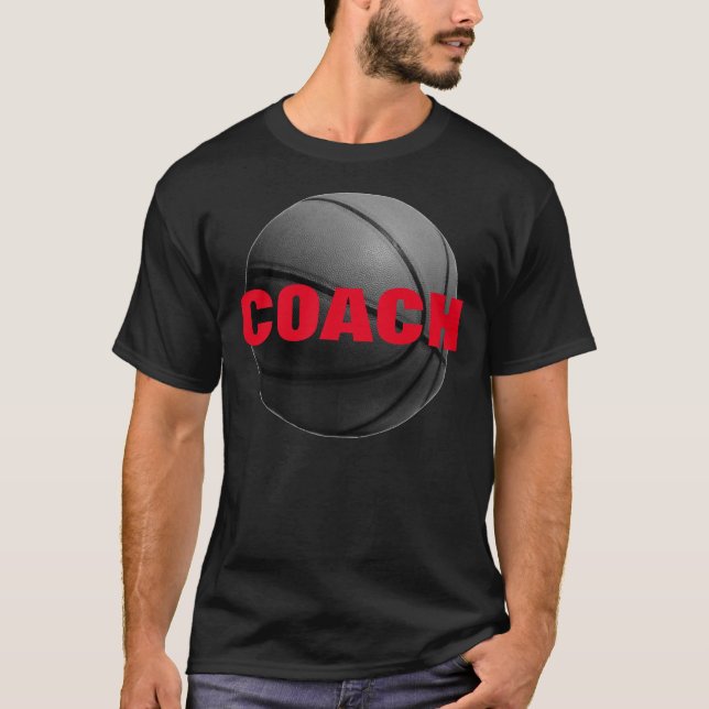 Basketball Coach T-Shirt - Black Red Tees (Front)