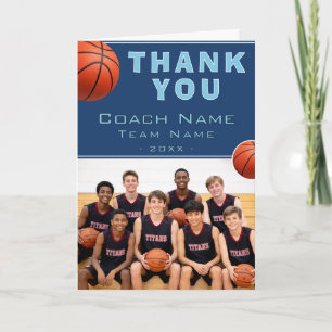 Basketball Coach Team Name Photo Thank You Card