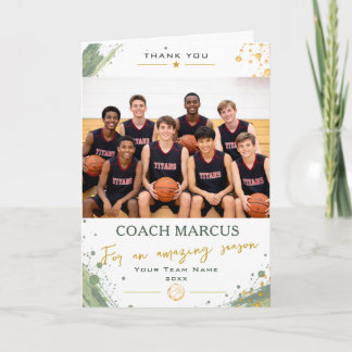 Basketball Coach Team Photo Amazing Season Thank You Card