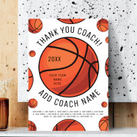 Basketball Coach Thank You Digital or Printed Card