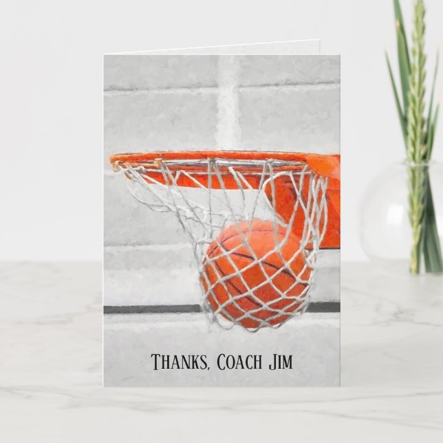 Basketball Coach Thank You impressionism Card (Front)