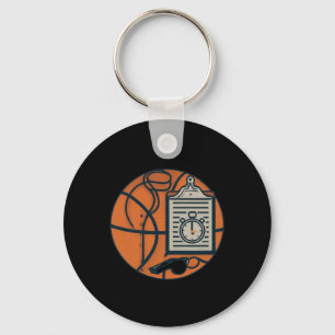 Basketball Coach Whistle Clipboard Stopwatch Key Ring