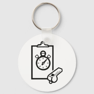 Basketball Coach Whistle Stopwatch Key Ring